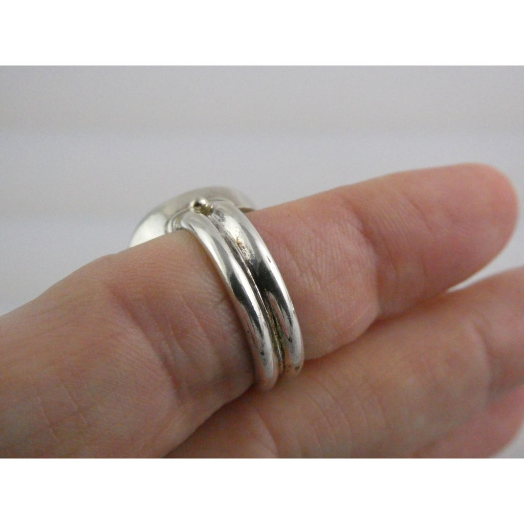 Sterling Silver Seafoam Green Chalcedony Cabochon Ring Size 7.25 Weighs 7.1g