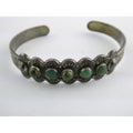 Vintage Southwestern Unmarked Sterling Silver Green Turquoise Cuff Bracelet 6 In