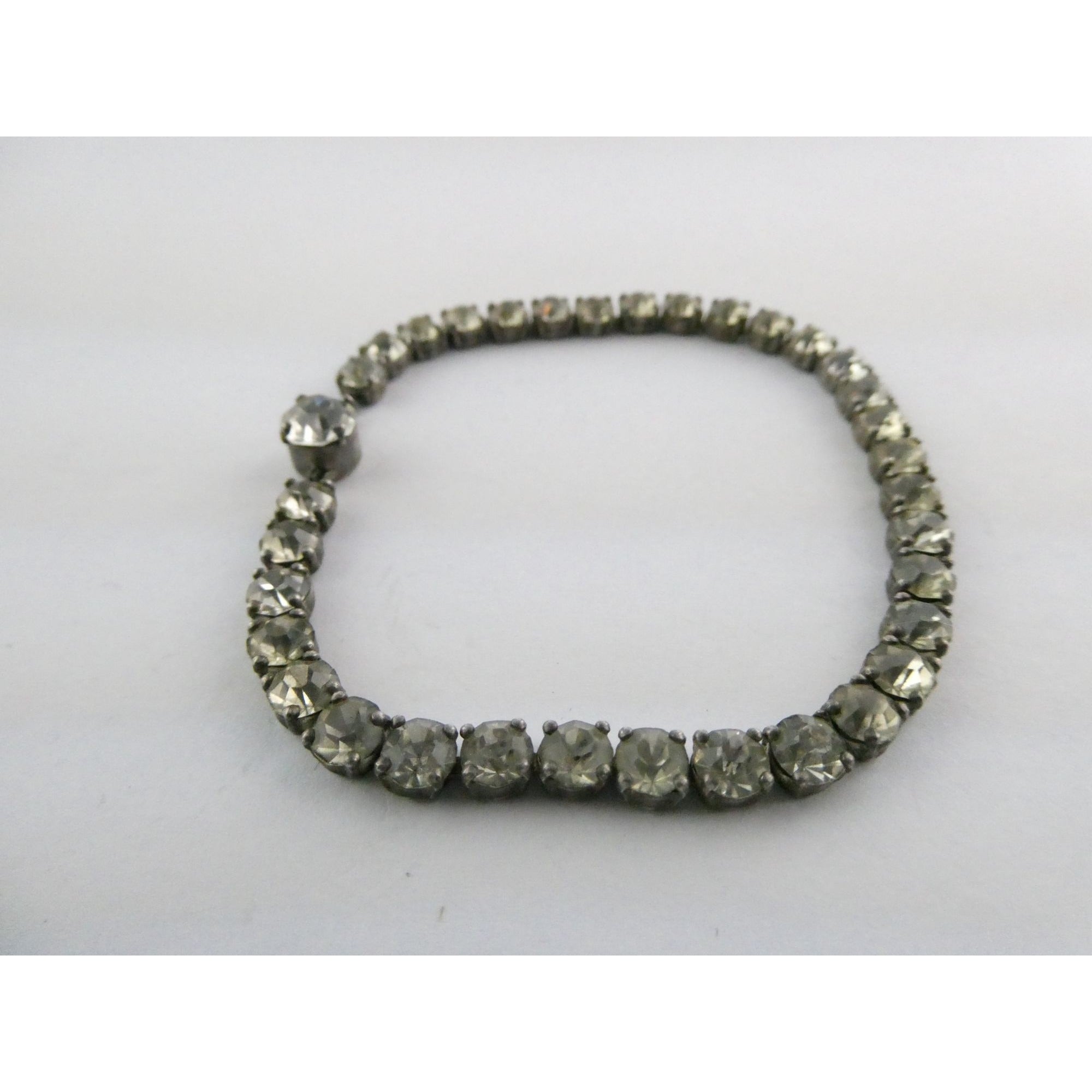Vintage Coro Sterling Silver White Rhinestone Tennis Bracelet 7.25 Inches 7.3g