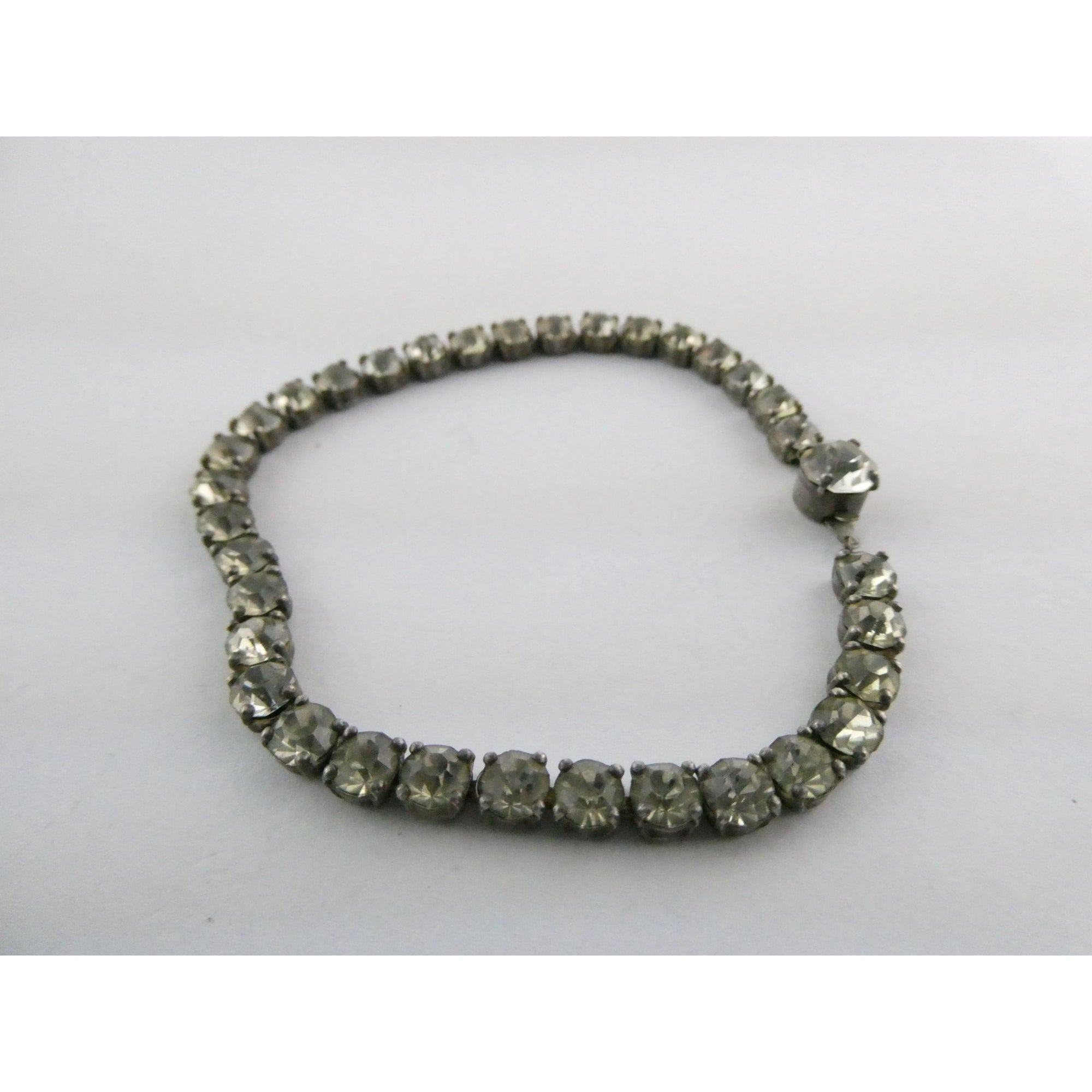 Vintage Coro Sterling Silver White Rhinestone Tennis Bracelet 7.25 Inches 7.3g