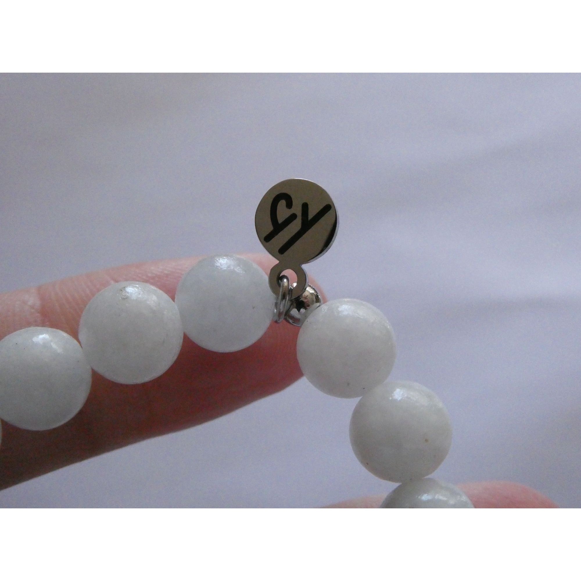T Jazelle White Moonstone Gemstone Stretch Bracelet Sterling Silver Star Charm