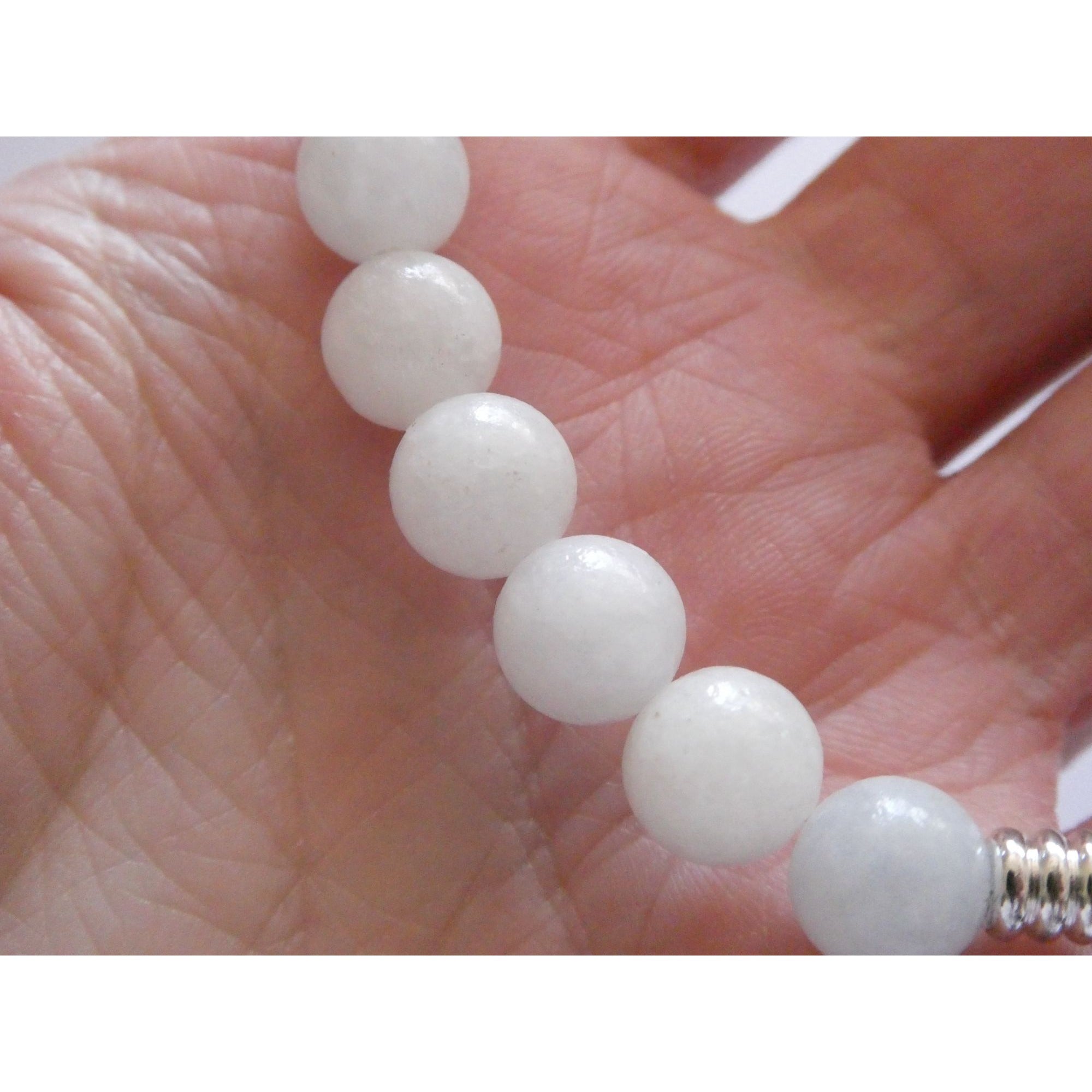 T Jazelle White Moonstone Gemstone Stretch Bracelet Sterling Silver Star Charm