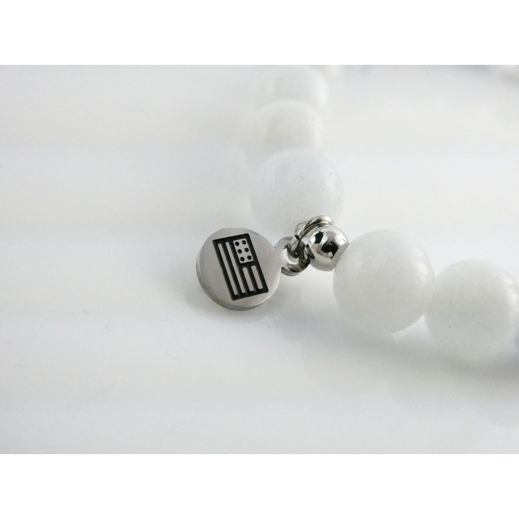 T Jazelle White Moonstone Gemstone Stretch Bracelet Sterling Silver Star Charm