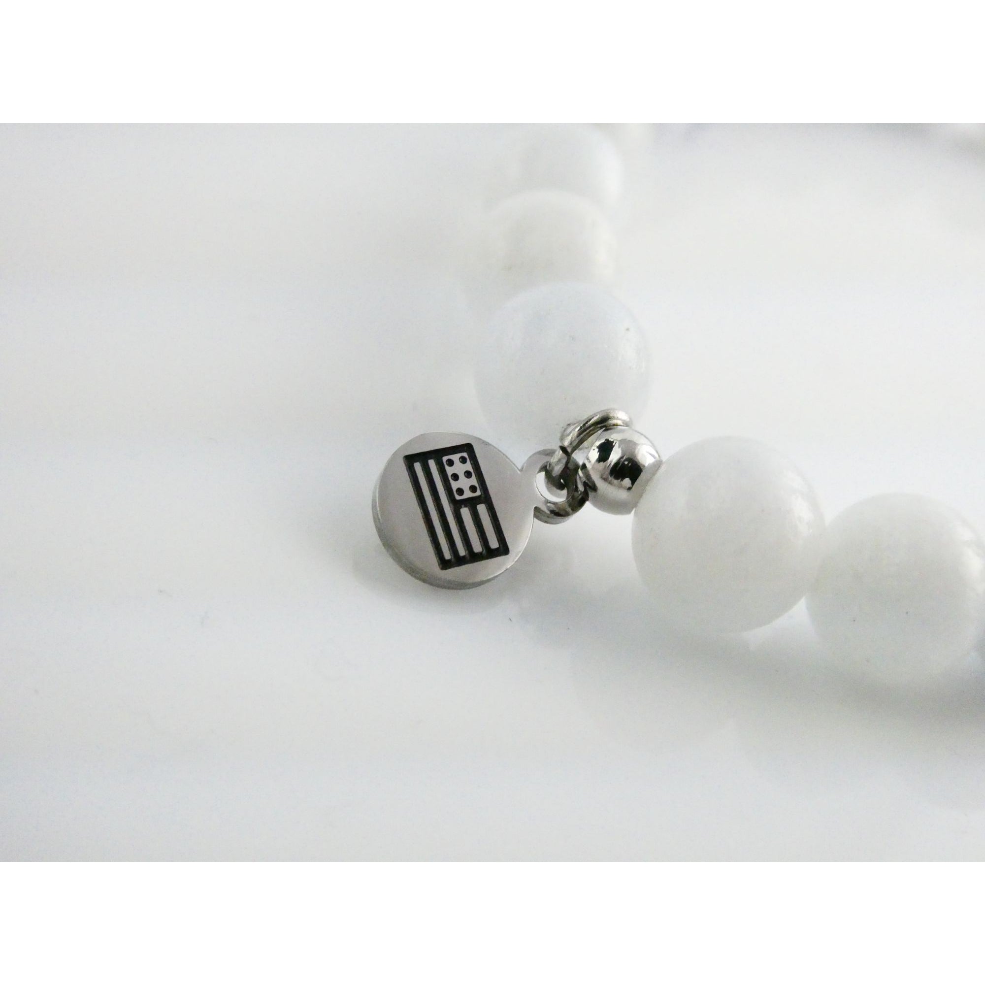 T Jazelle White Moonstone Gemstone Stretch Bracelet Sterling Silver Star Charm