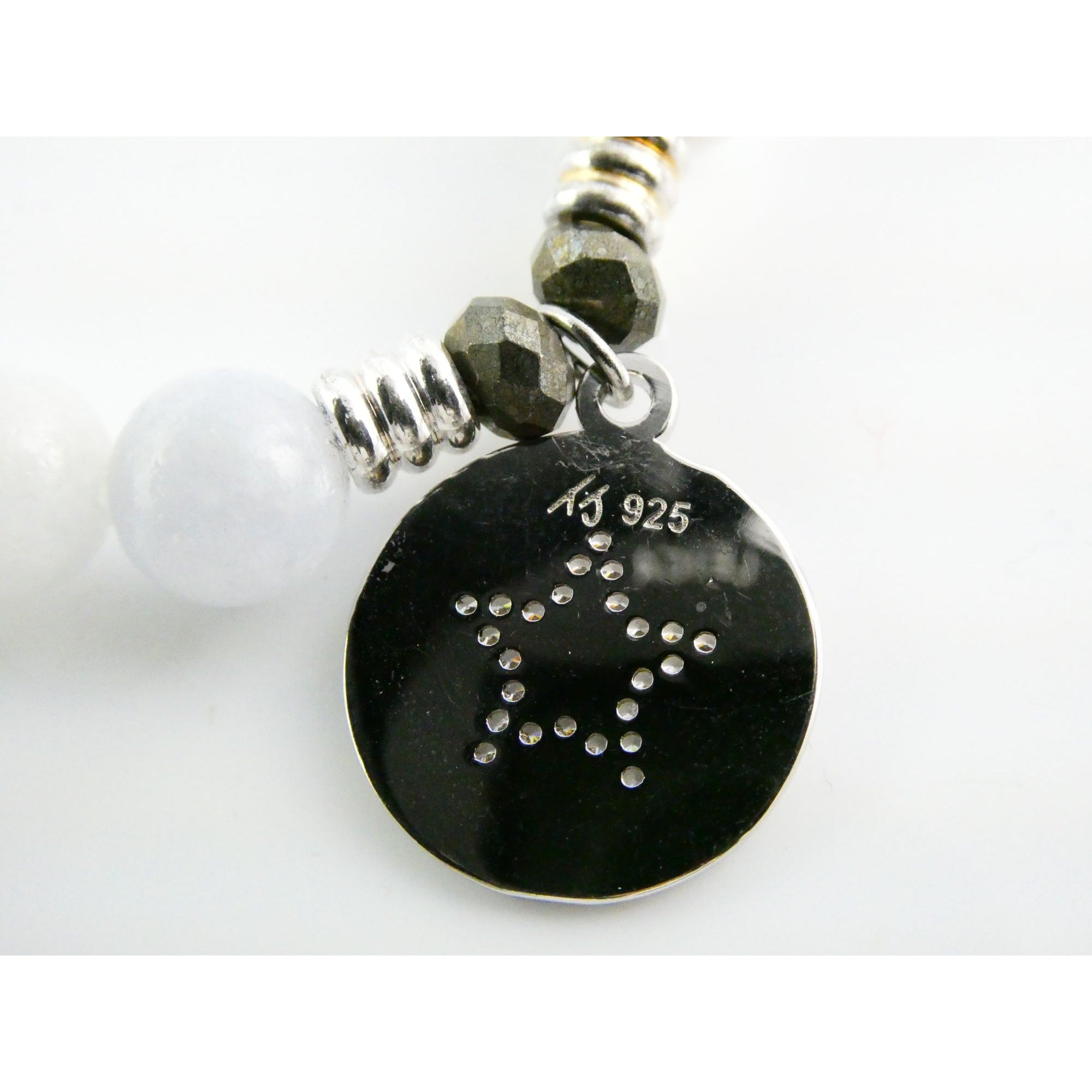 T Jazelle White Moonstone Gemstone Stretch Bracelet Sterling Silver Star Charm