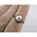 Vintage Sterling Silver Cultured Pearl Ring Size 4.75 Weighs 3.2 Grams