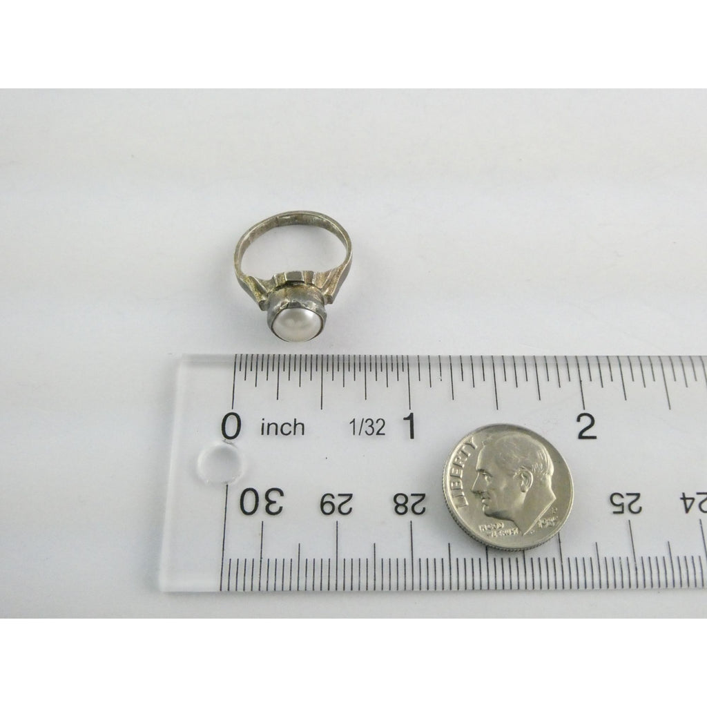 Vintage Sterling Silver Cultured Pearl Ring Size 4.75 Weighs 3.2 Grams