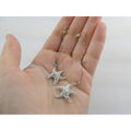 Sterling Silver White Rhinestone Star Design Dangling Stud Earrings 2.5g 4 Inch
