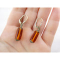 Vintage Sterling Silver Orange Glass Dangling Earrings 3.8g 1.25 Inch Length