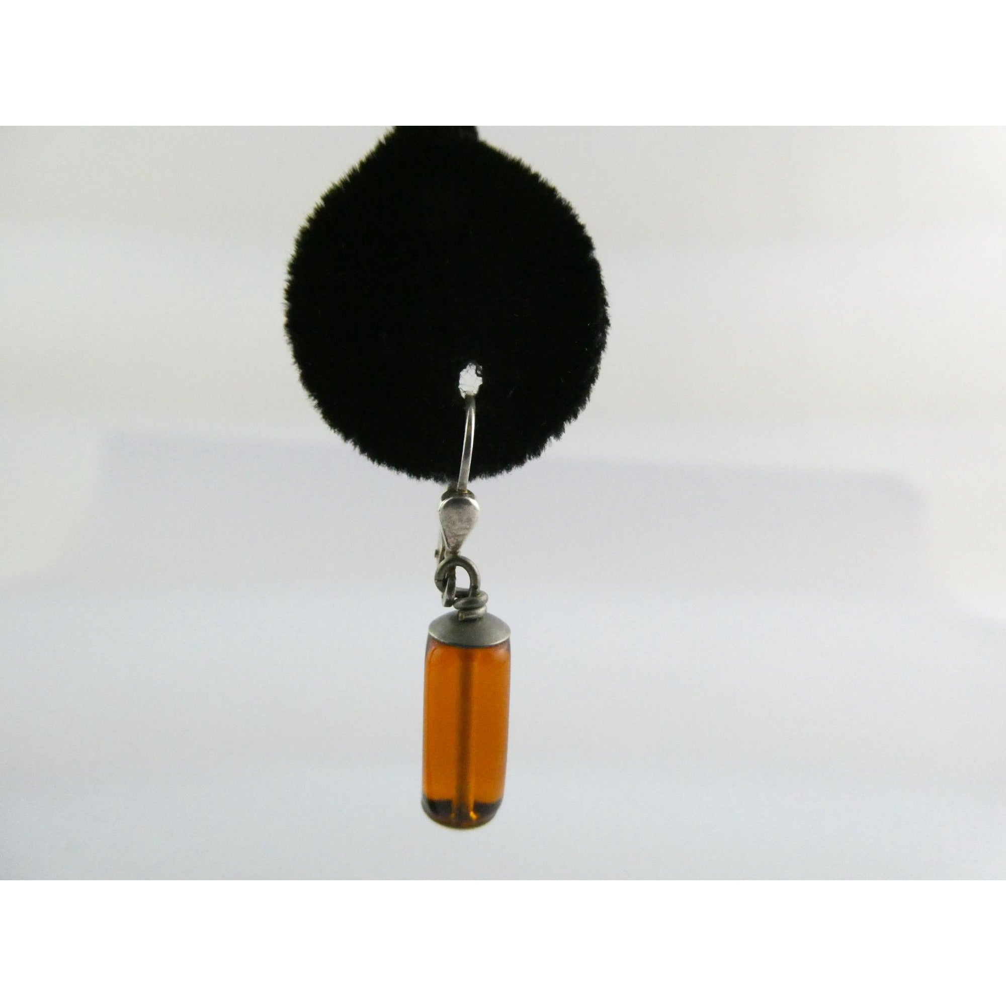 Vintage Sterling Silver Orange Glass Dangling Earrings 3.8g 1.25 Inch Length