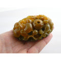 Vintage Chinese Carved Agate Dragon Hollow Paperweight Amulet Stone 3 Inch 147g