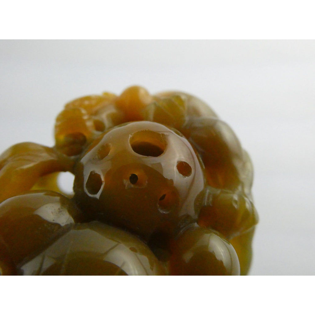 Vintage Chinese Carved Agate Dragon Hollow Paperweight Amulet Stone 3 Inch 147g