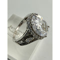 STS Sterling Silver White Crystal Encrusted Cocktail Ring Size 10 Weighs 9.4g