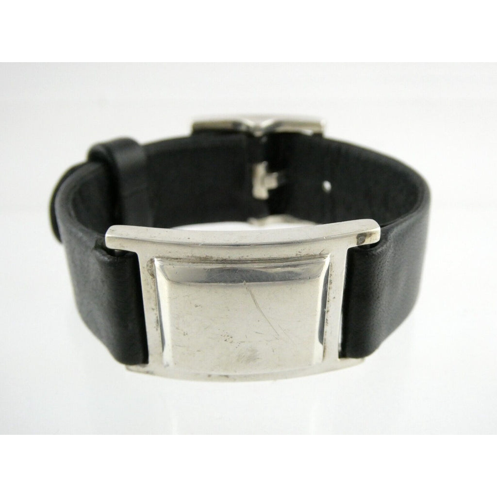 Versani Sterling Silver and Sting Ray Leather Belt Buckle Bracelet 6.75 Inches
