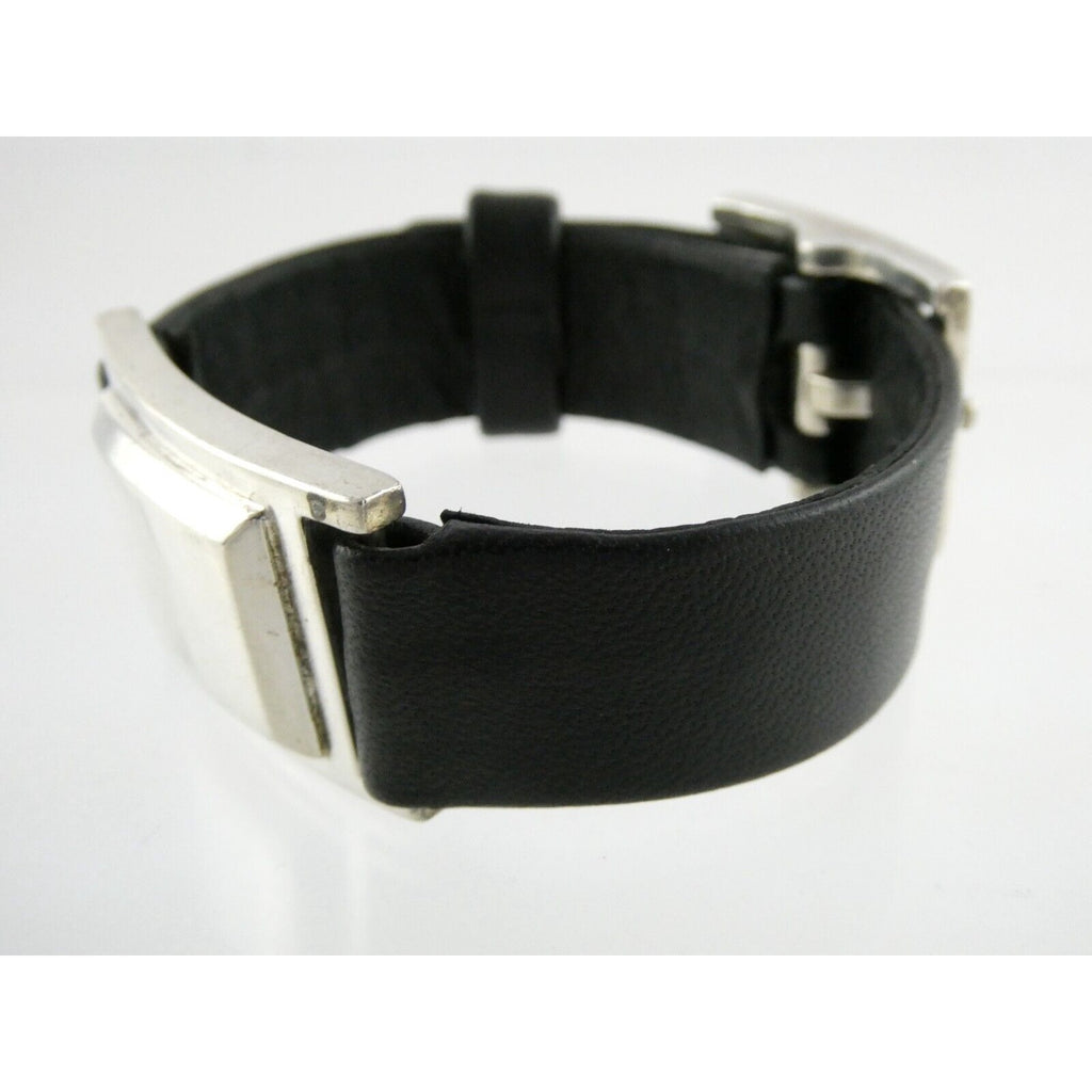 Versani Sterling Silver and Sting Ray Leather Belt Buckle Bracelet 6.75 Inches