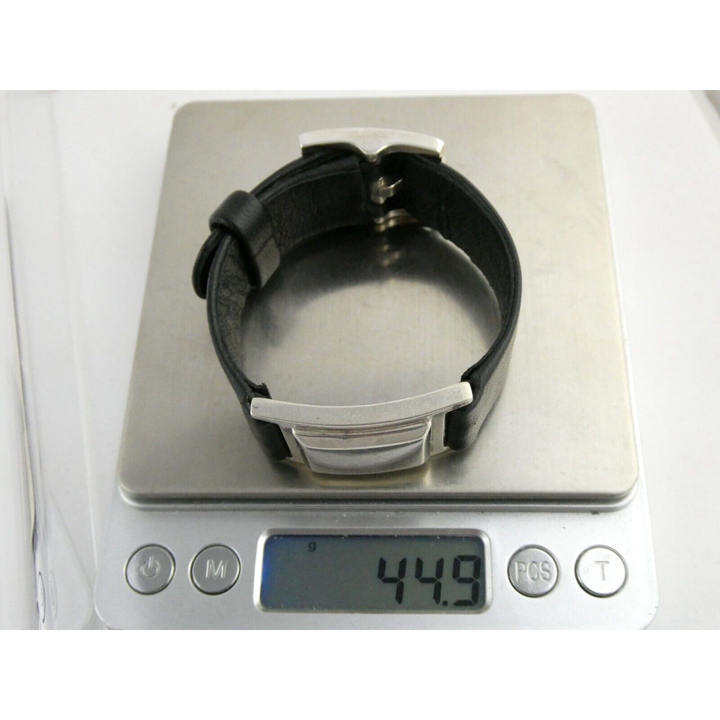 Versani Sterling Silver and Sting Ray Leather Belt Buckle Bracelet 6.75 Inches