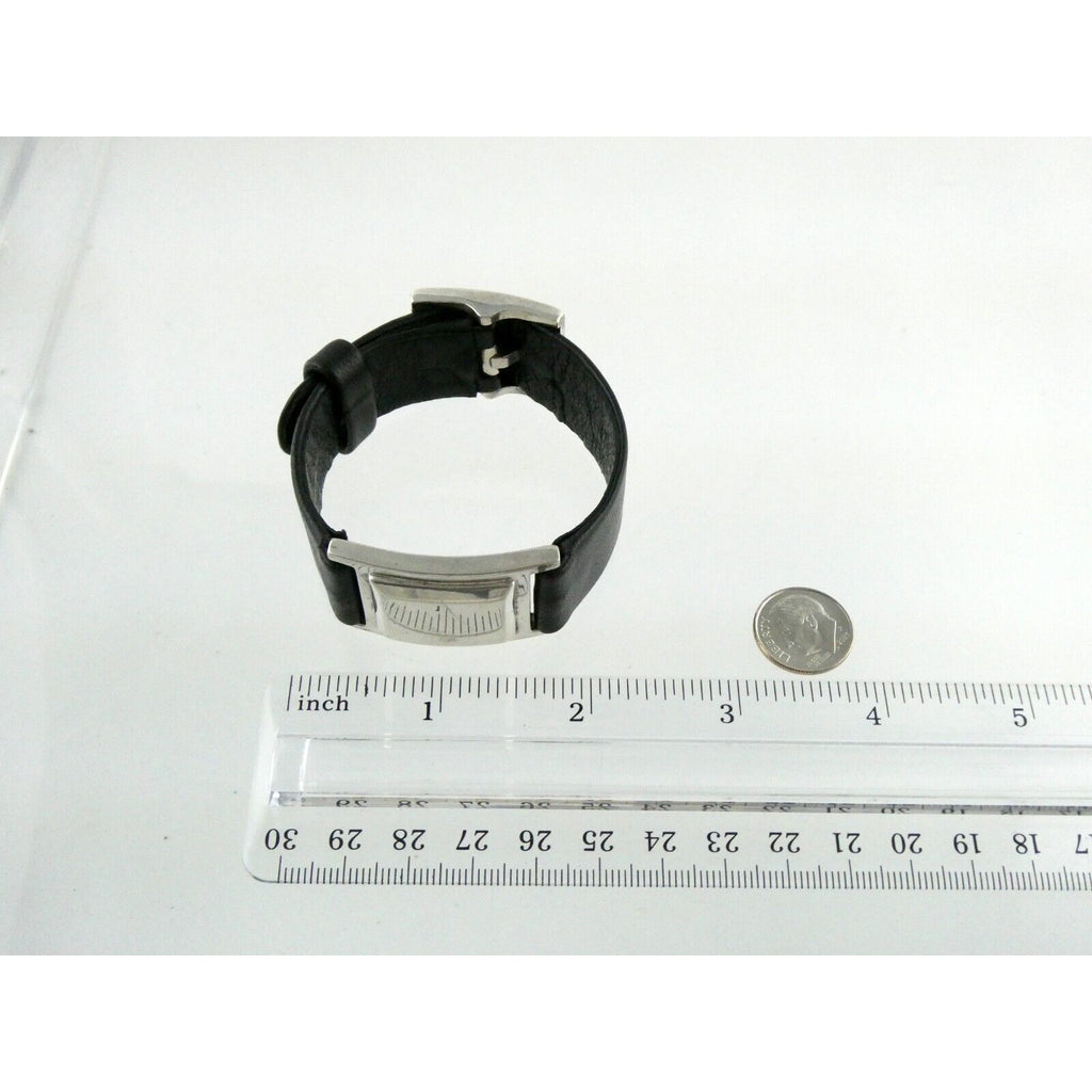 Versani Sterling Silver and Sting Ray Leather Belt Buckle Bracelet 6.75 Inches