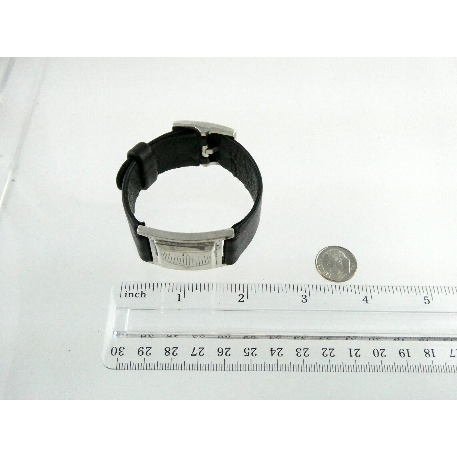 Versani Sterling Silver and Sting Ray Leather Belt Buckle Bracelet 6.75 Inches