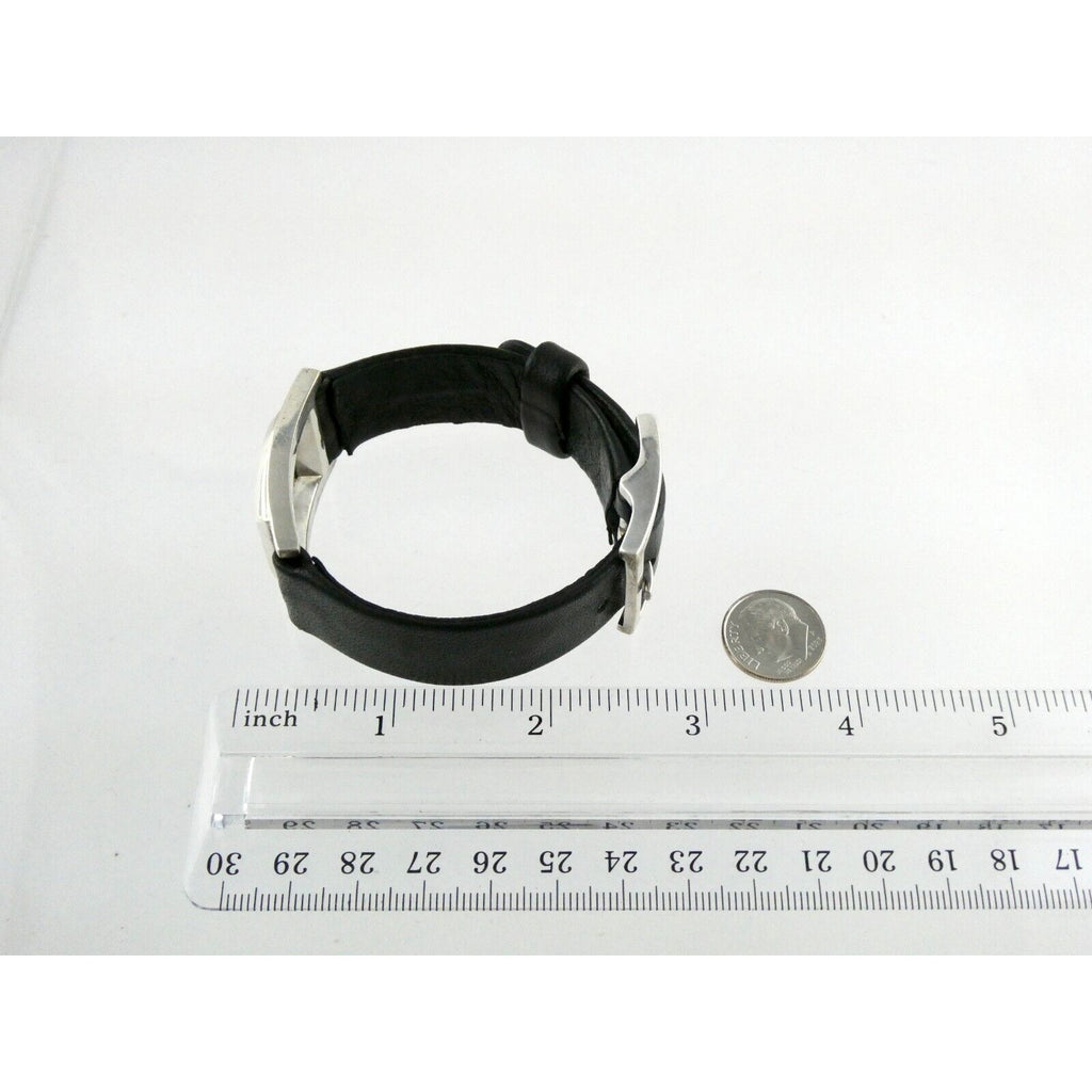 Versani Sterling Silver and Sting Ray Leather Belt Buckle Bracelet 6.75 Inches