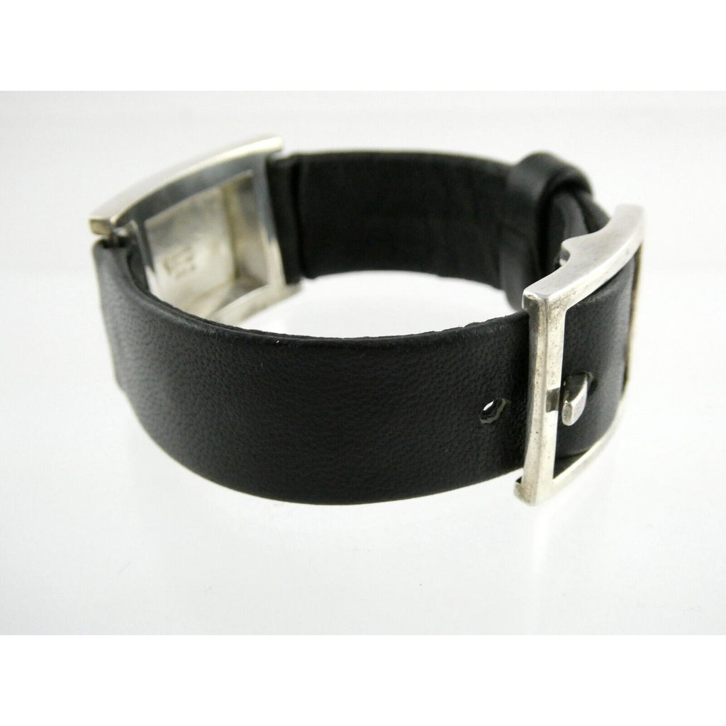 Versani Sterling Silver and Sting Ray Leather Belt Buckle Bracelet 6.75 Inches