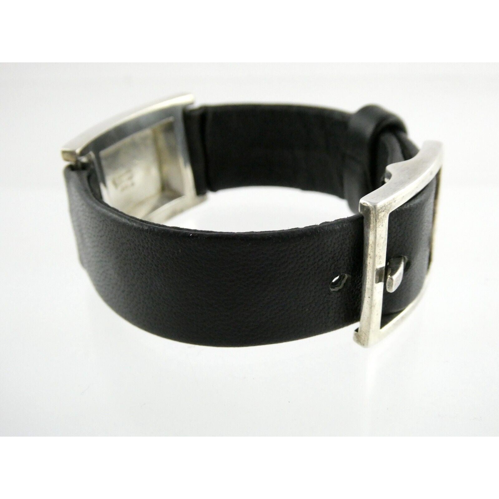 Versani Sterling Silver and Sting Ray Leather Belt Buckle Bracelet 6.75 Inches