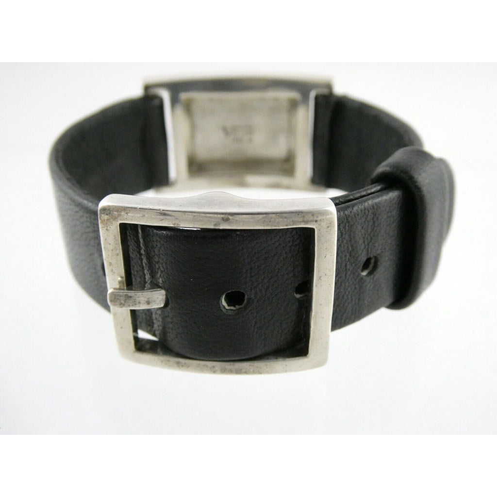 Versani Sterling Silver and Sting Ray Leather Belt Buckle Bracelet 6.75 Inches