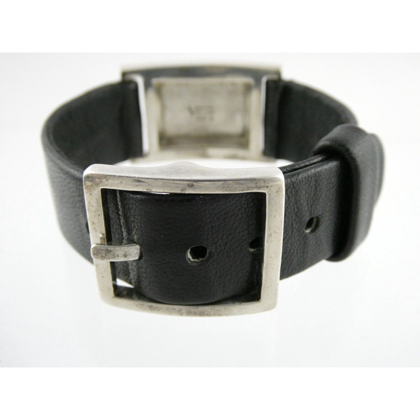 Versani Sterling Silver and Sting Ray Leather Belt Buckle Bracelet 6.75 Inches