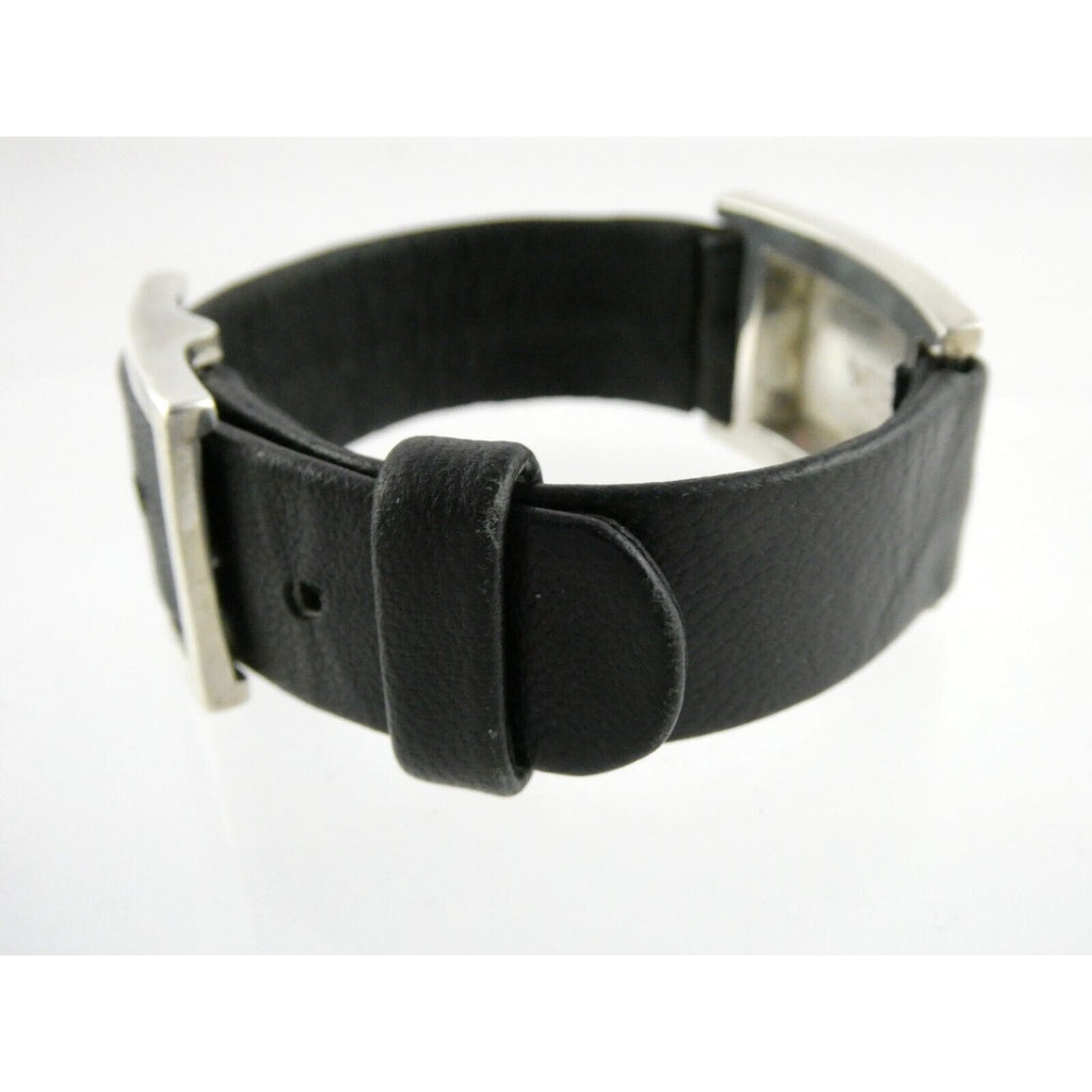 Versani Sterling Silver and Sting Ray Leather Belt Buckle Bracelet 6.75 Inches