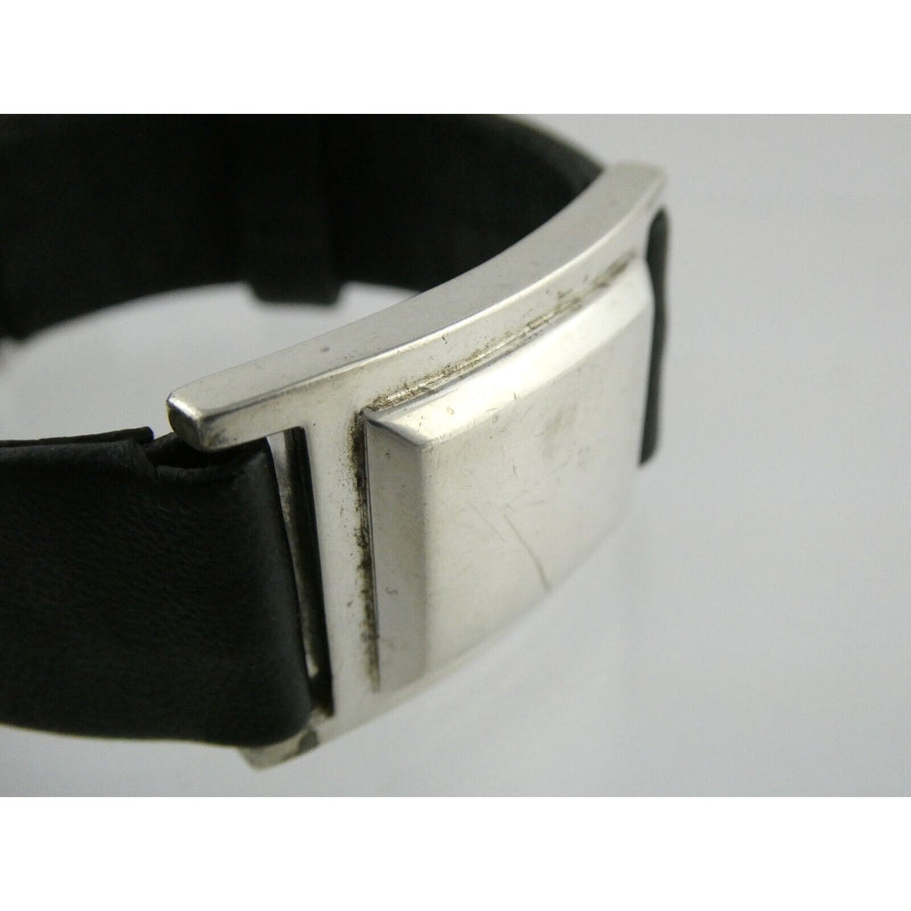 Versani Sterling Silver and Sting Ray Leather Belt Buckle Bracelet 6.75 Inches