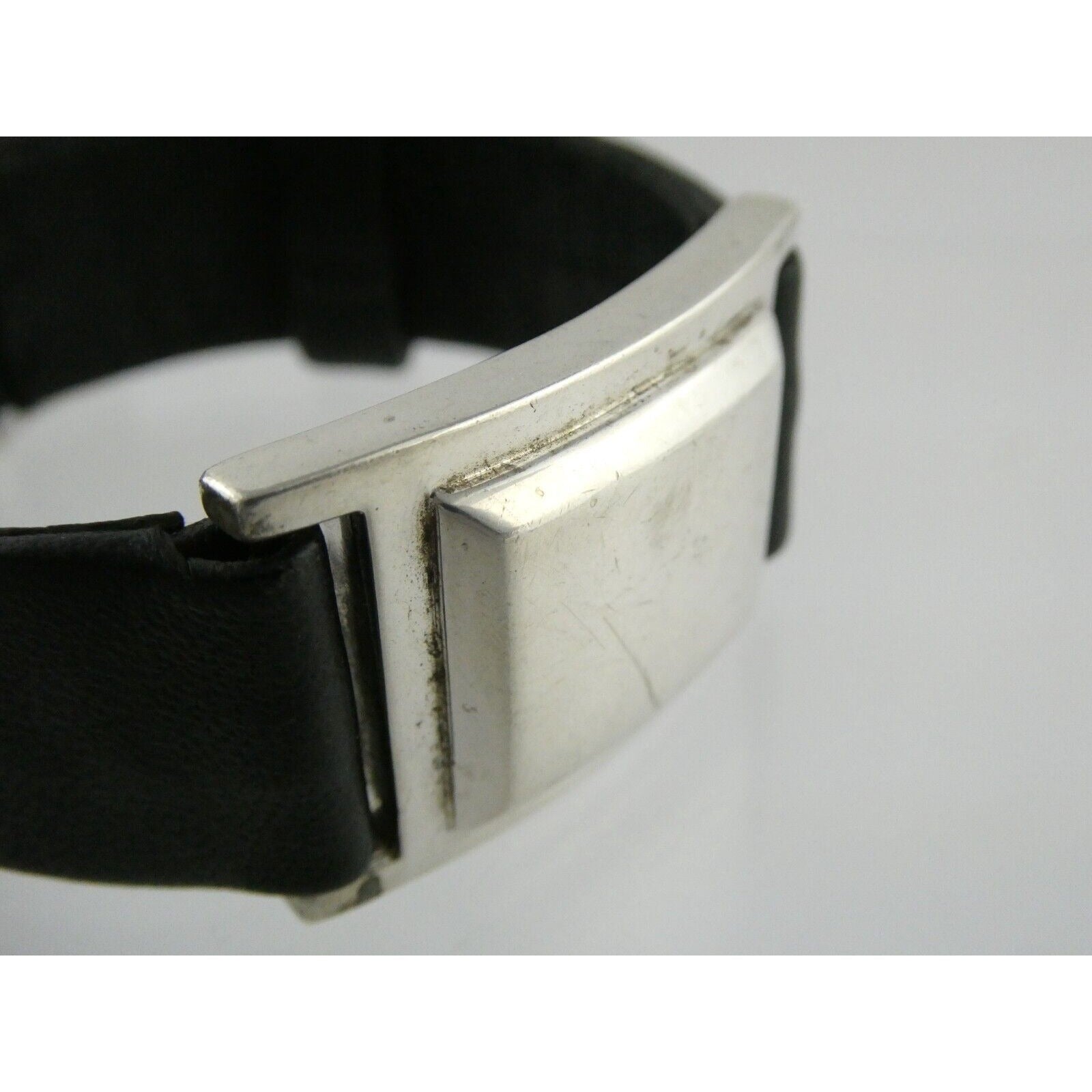 Versani Sterling Silver and Sting Ray Leather Belt Buckle Bracelet 6.75 Inches