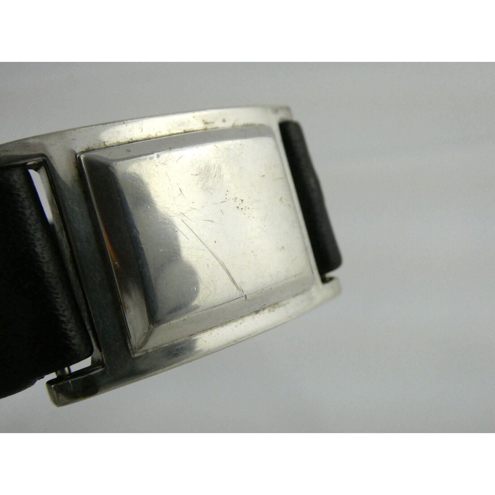 Versani Sterling Silver and Sting Ray Leather Belt Buckle Bracelet 6.75 Inches