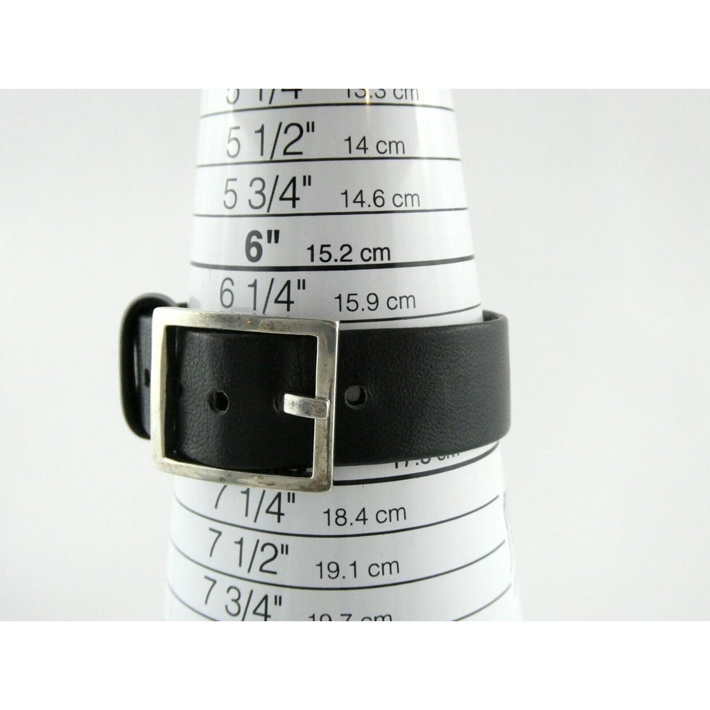 Versani Sterling Silver and Sting Ray Leather Belt Buckle Bracelet 6.75 Inches