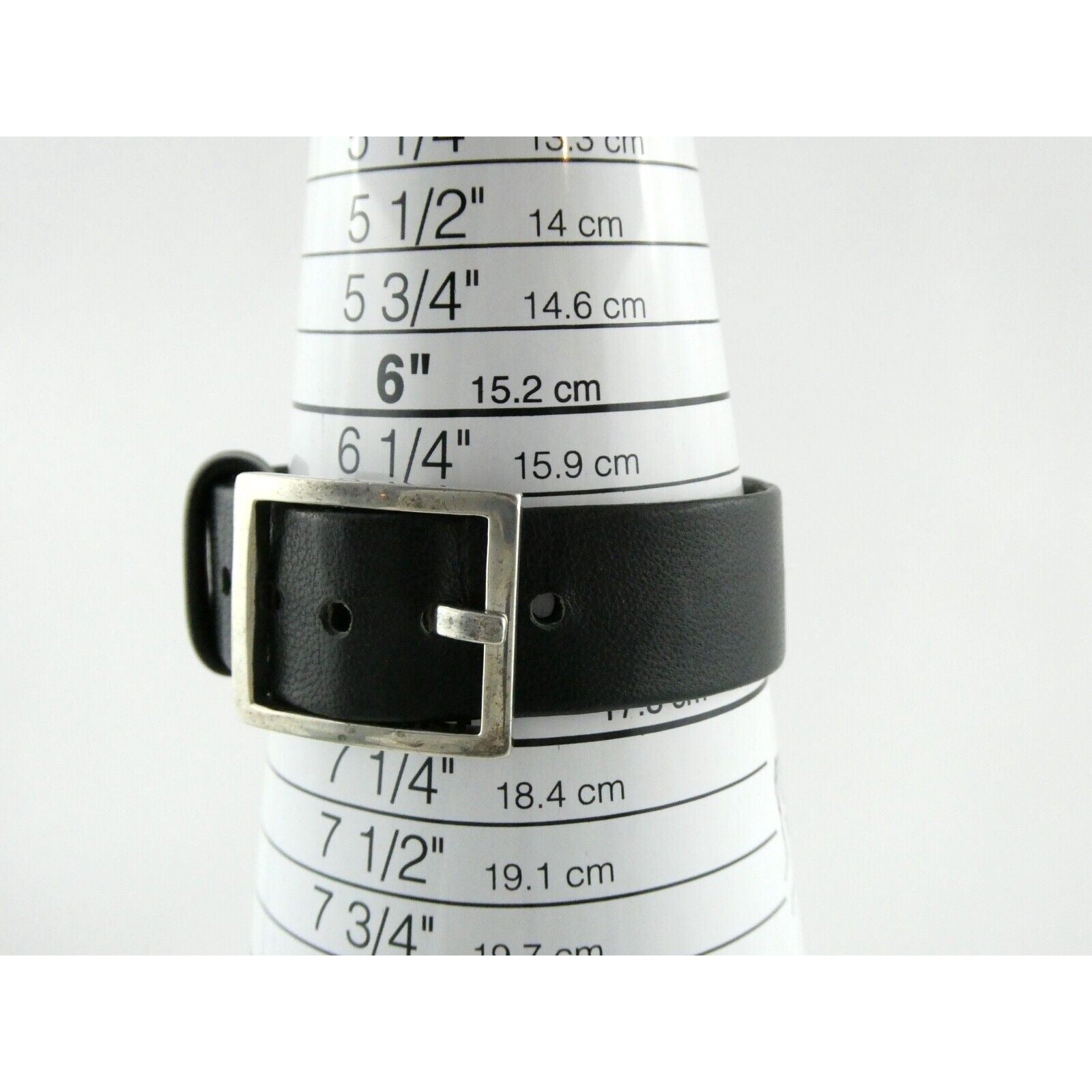 Versani Sterling Silver and Sting Ray Leather Belt Buckle Bracelet 6.75 Inches