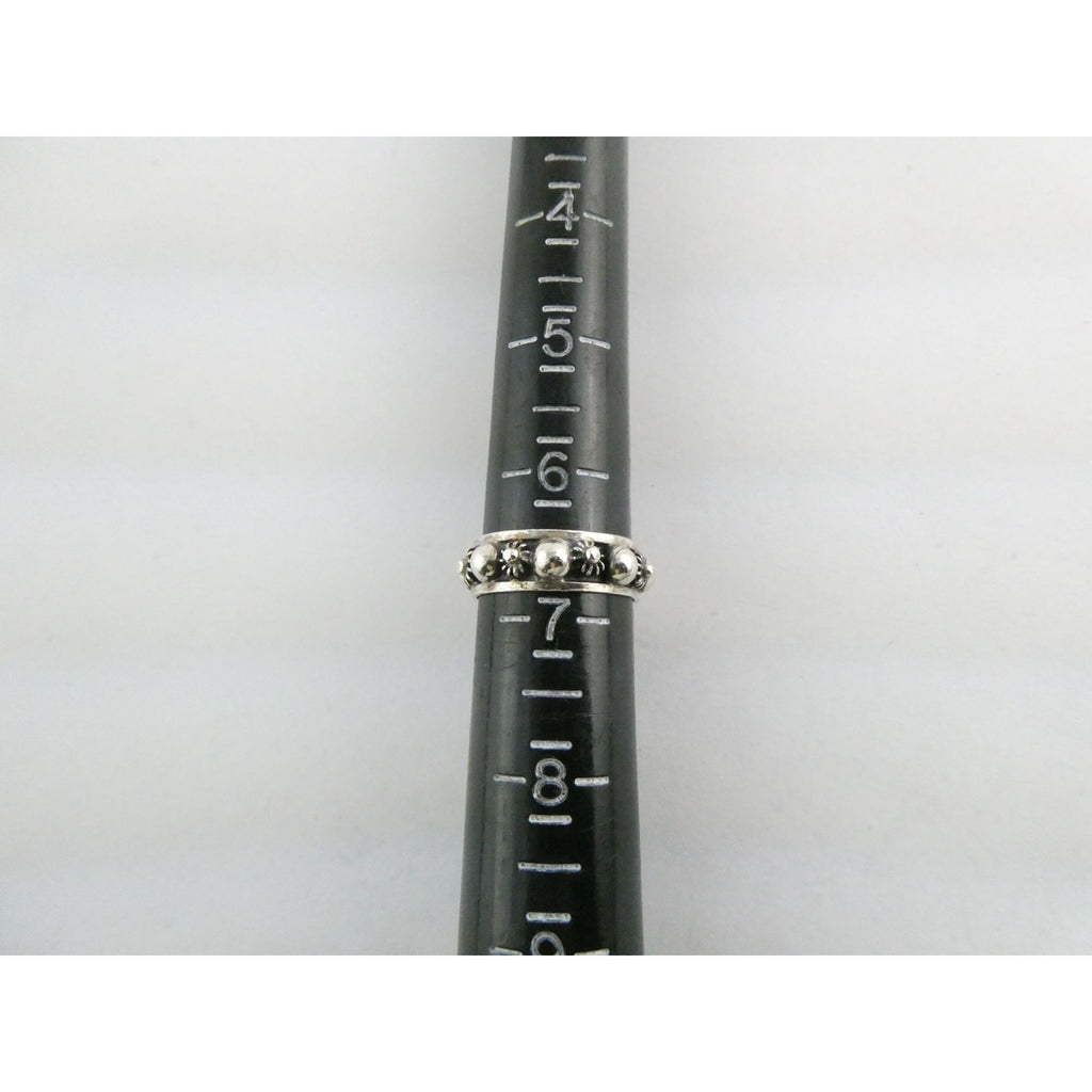 Vintage Taxco Mexico Sterling Silver Dot Design Band Ring Size 6.5 3.1g Weight