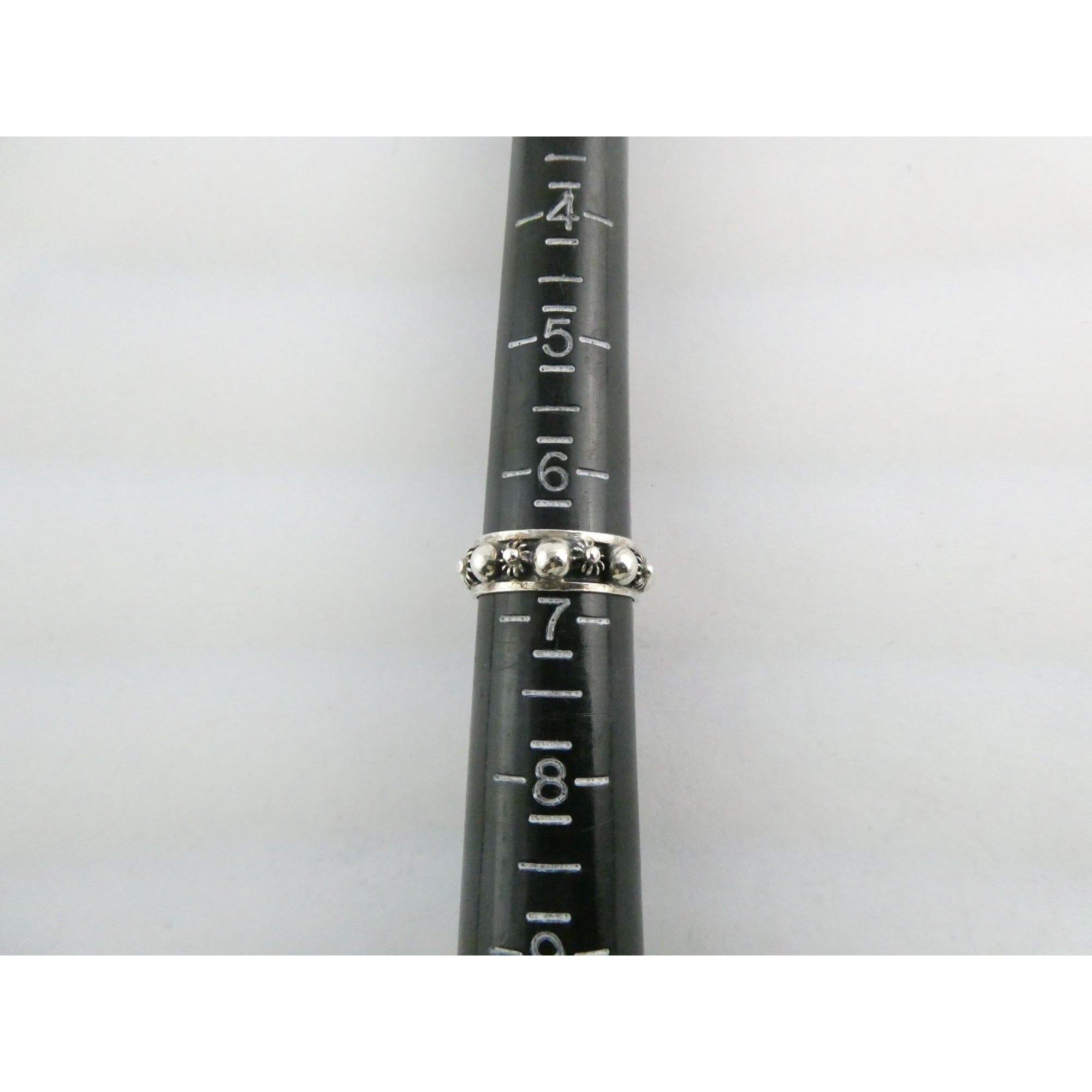 Vintage Taxco Mexico Sterling Silver Dot Design Band Ring Size 6.5 3.1g Weight