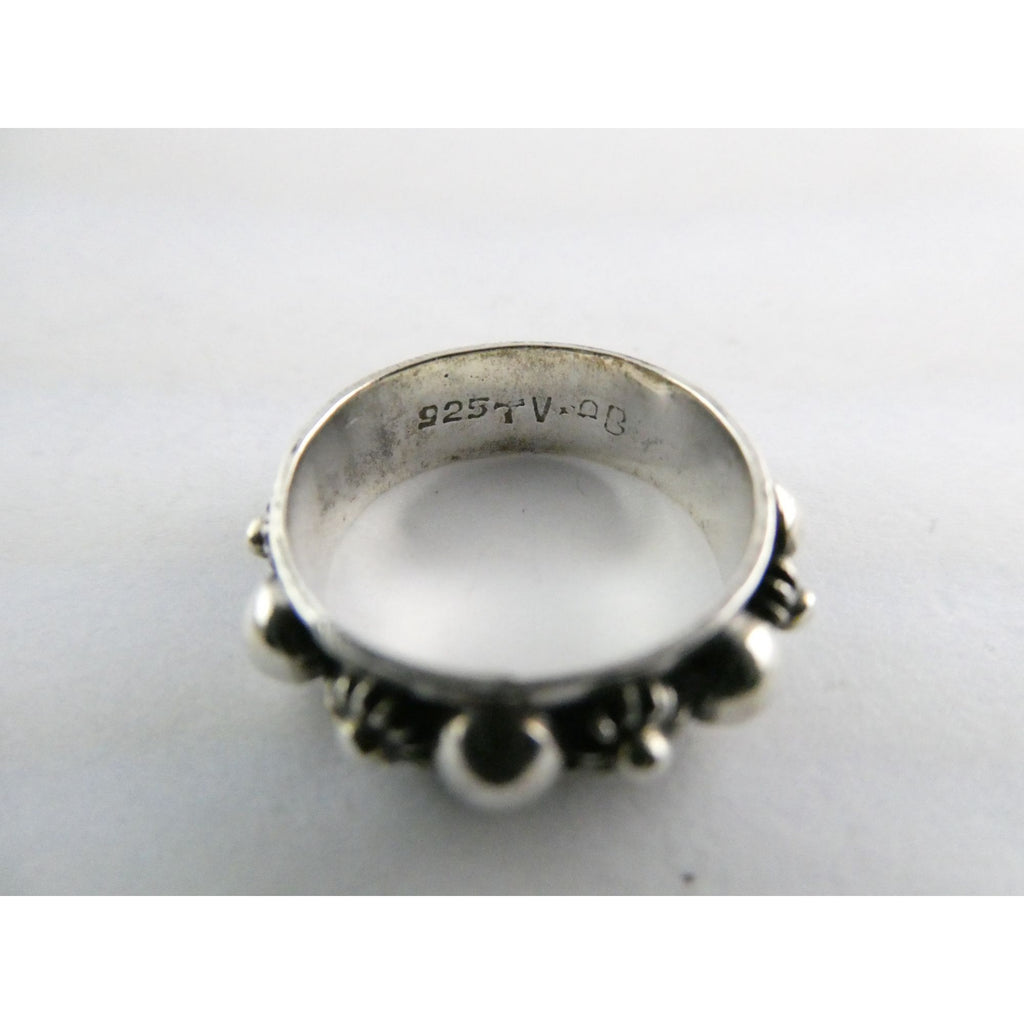 Vintage Taxco Mexico Sterling Silver Dot Design Band Ring Size 6.5 3.1g Weight