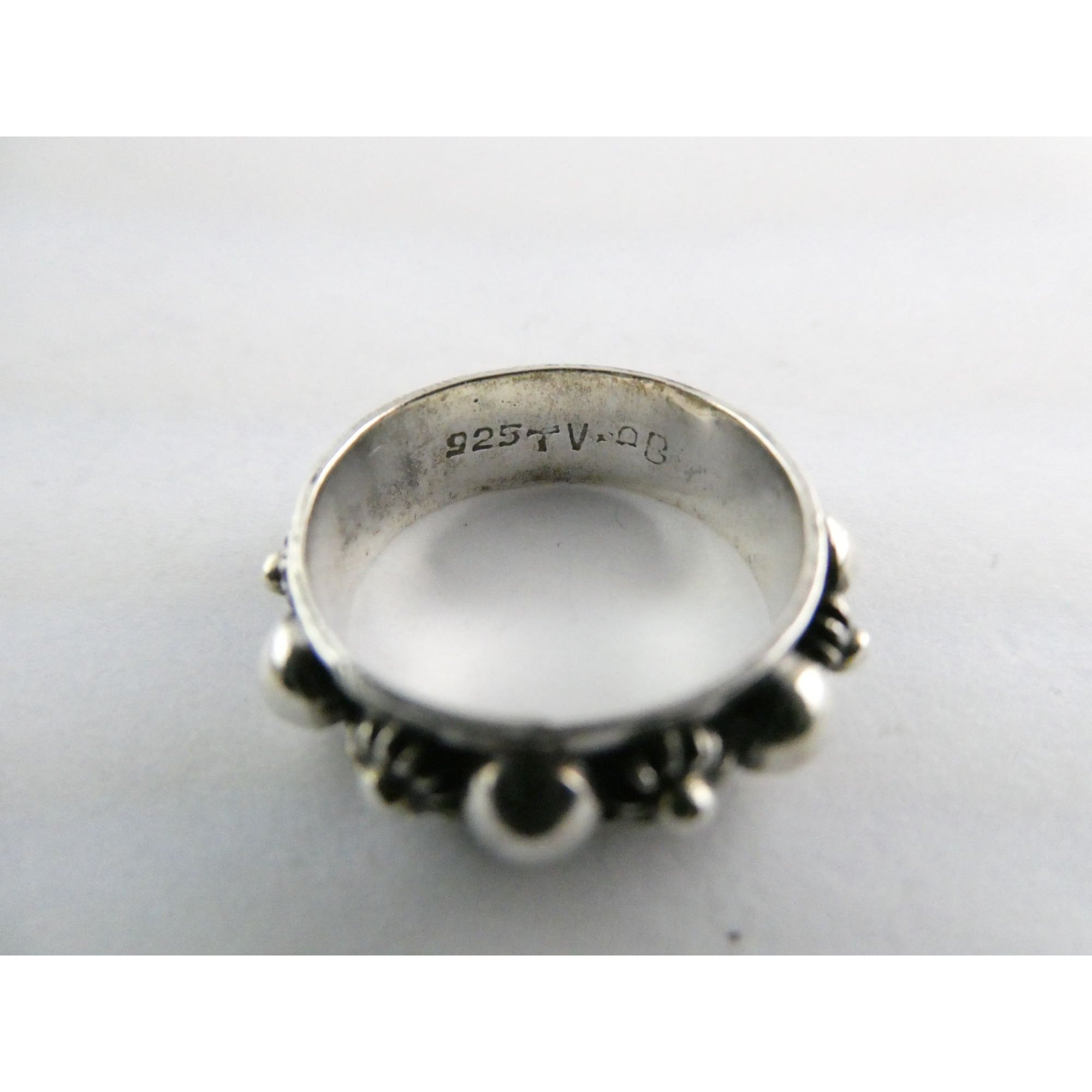 Vintage Taxco Mexico Sterling Silver Dot Design Band Ring Size 6.5 3.1g Weight