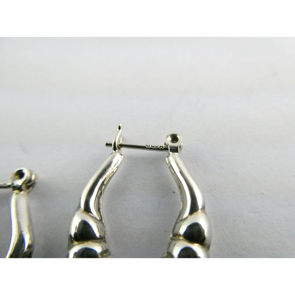Sterling Silver Ridged Design Hoop Earrings 925 3.1g 24mm Length