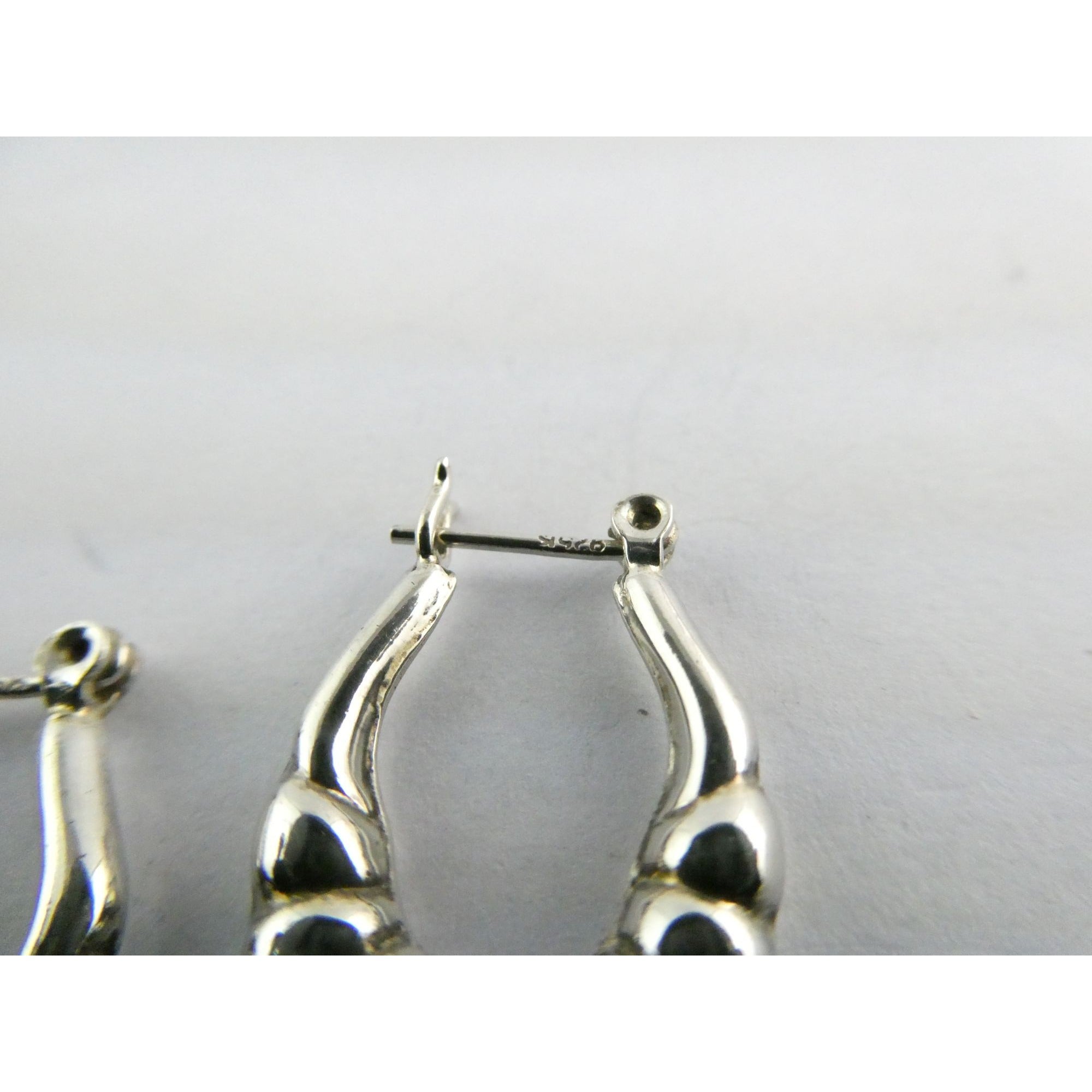 Sterling Silver Ridged Design Hoop Earrings 925 3.1g 24mm Length