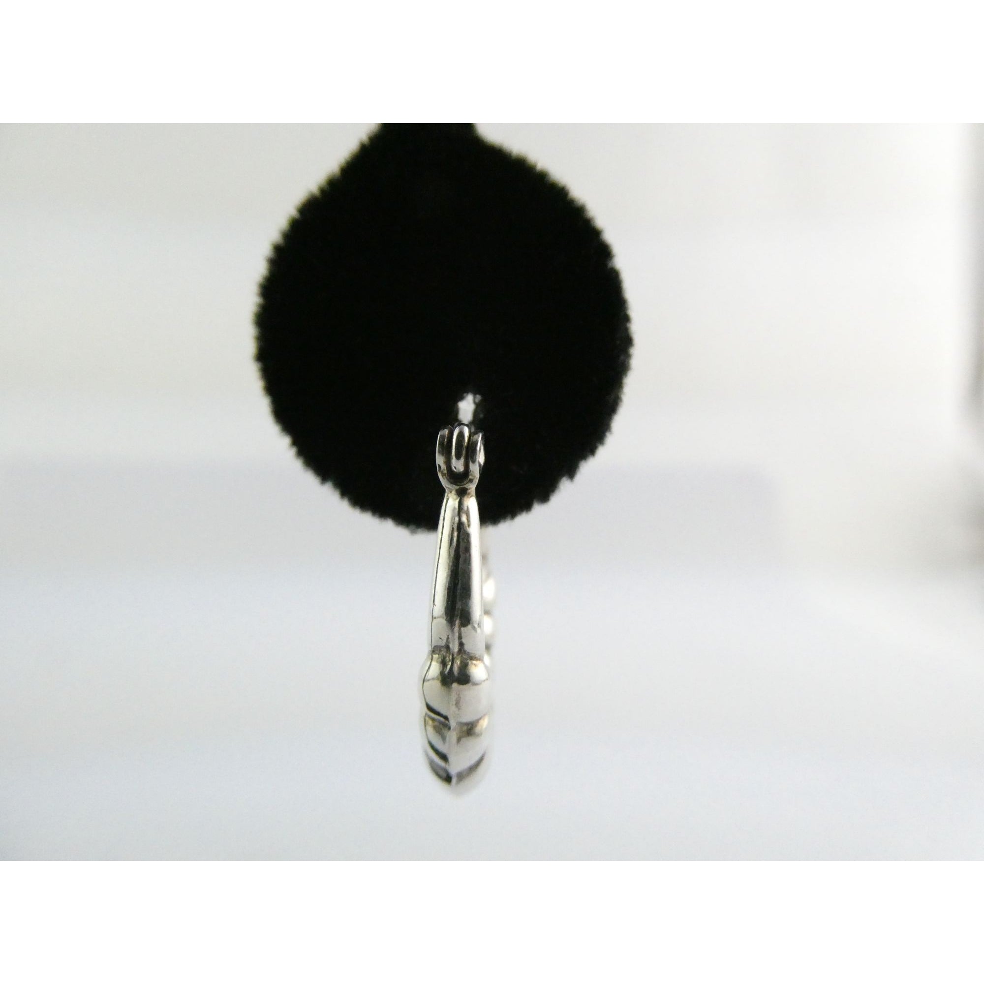 Sterling Silver Ridged Design Hoop Earrings 925 3.1g 24mm Length