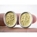 Ilias Lalaounis Greece Sterling Silver 18k Gold Hercules Lions Clip on Earrings