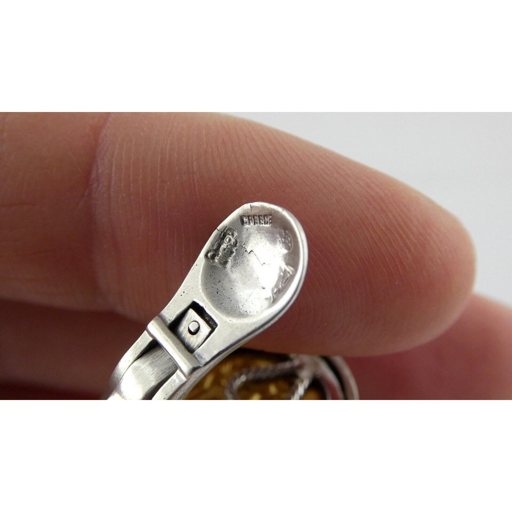 Ilias Lalaounis Greece Sterling Silver 18k Gold Hercules Lions Clip on Earrings