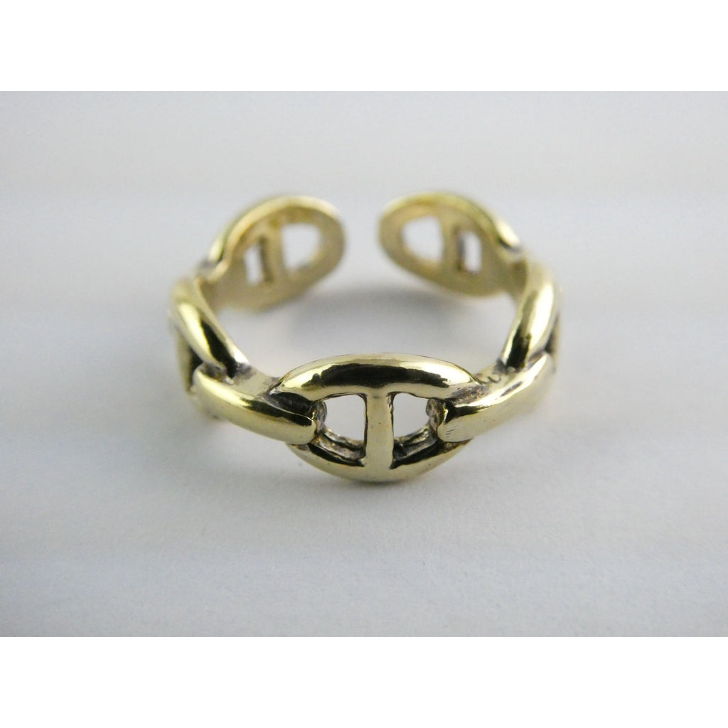 Gilt Sterling Silver Anchor Chain Design Open Band Ring 925 Size 7.5 Weighs 4.4g