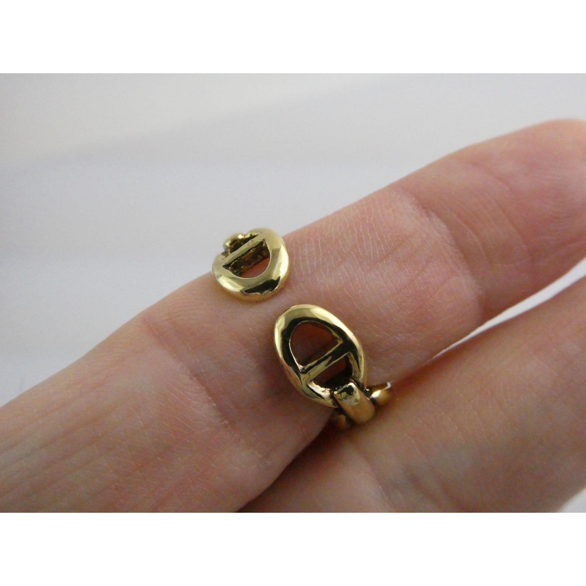 Gilt Sterling Silver Anchor Chain Design Open Band Ring 925 Size 7.5 Weighs 4.4g