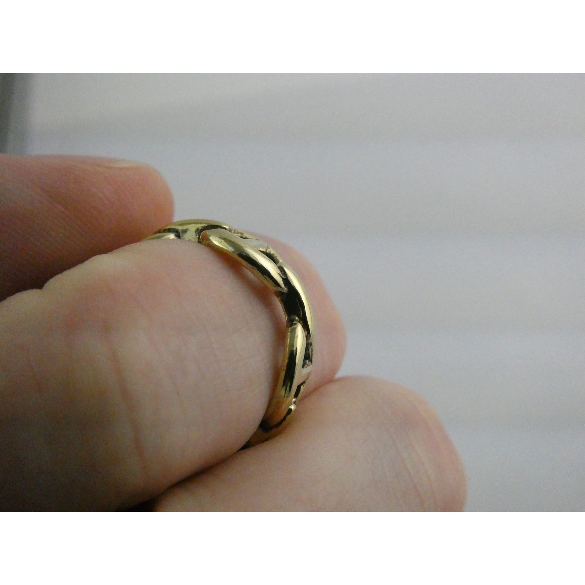 Gilt Sterling Silver Anchor Chain Design Open Band Ring 925 Size 7.5 Weighs 4.4g