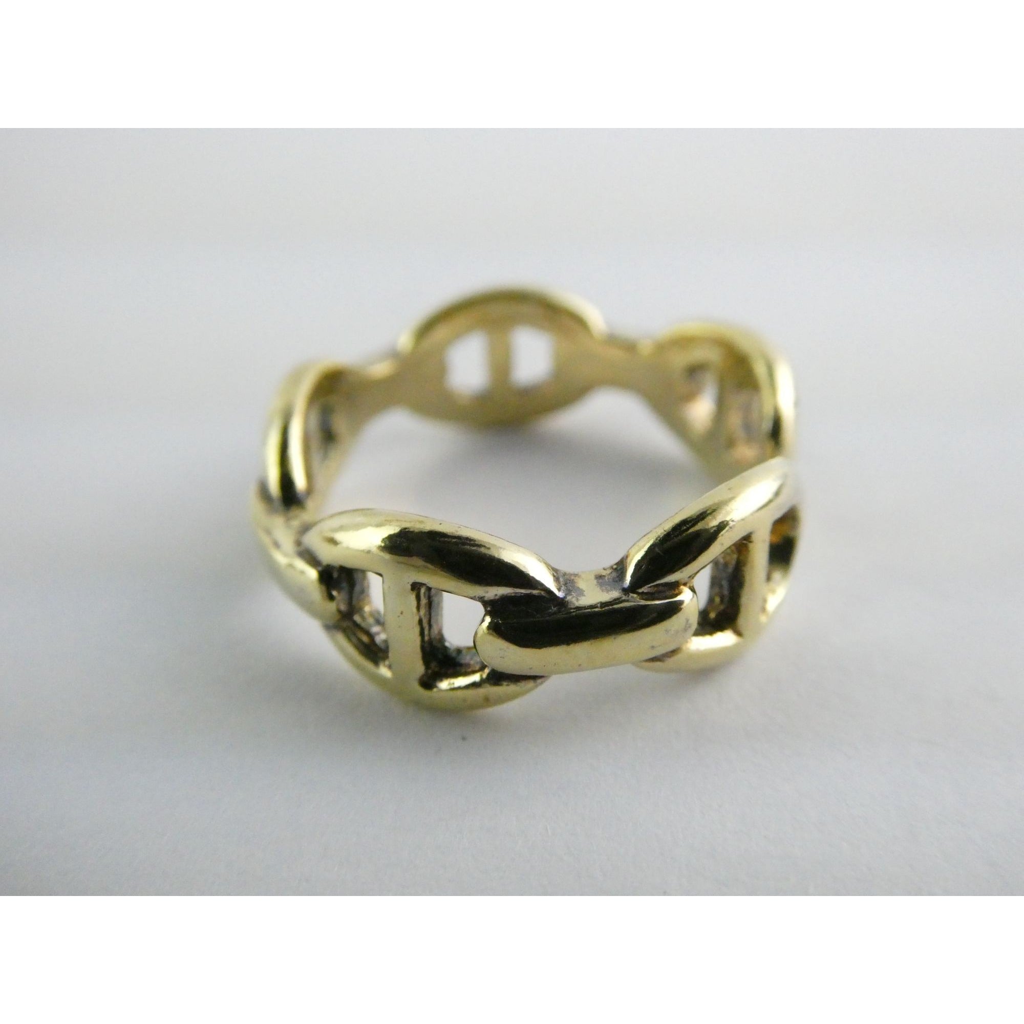 Gilt Sterling Silver Anchor Chain Design Open Band Ring 925 Size 7.5 Weighs 4.4g