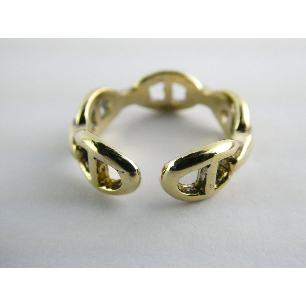 Gilt Sterling Silver Anchor Chain Design Open Band Ring 925 Size 7.5 Weighs 4.4g