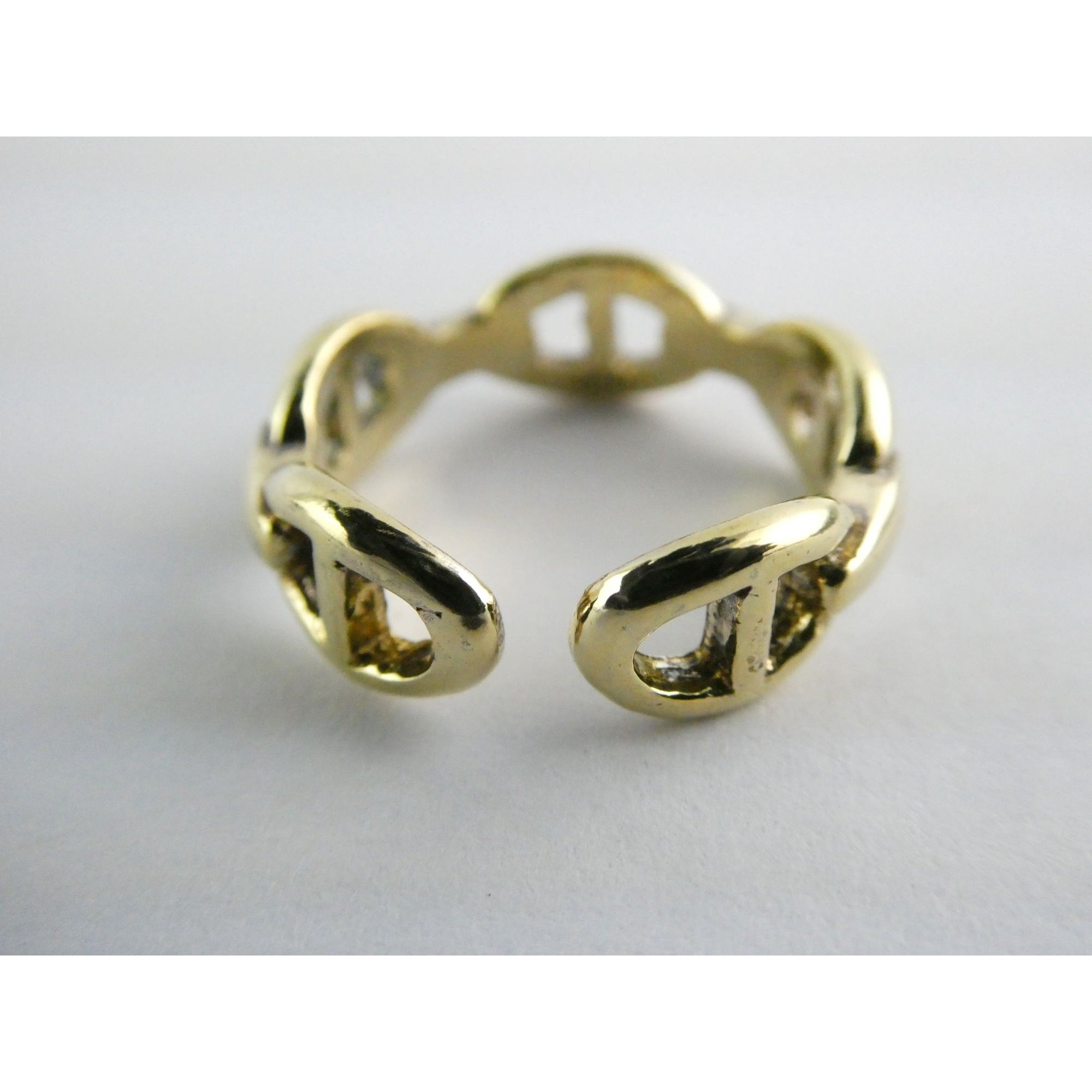 Gilt Sterling Silver Anchor Chain Design Open Band Ring 925 Size 7.5 Weighs 4.4g