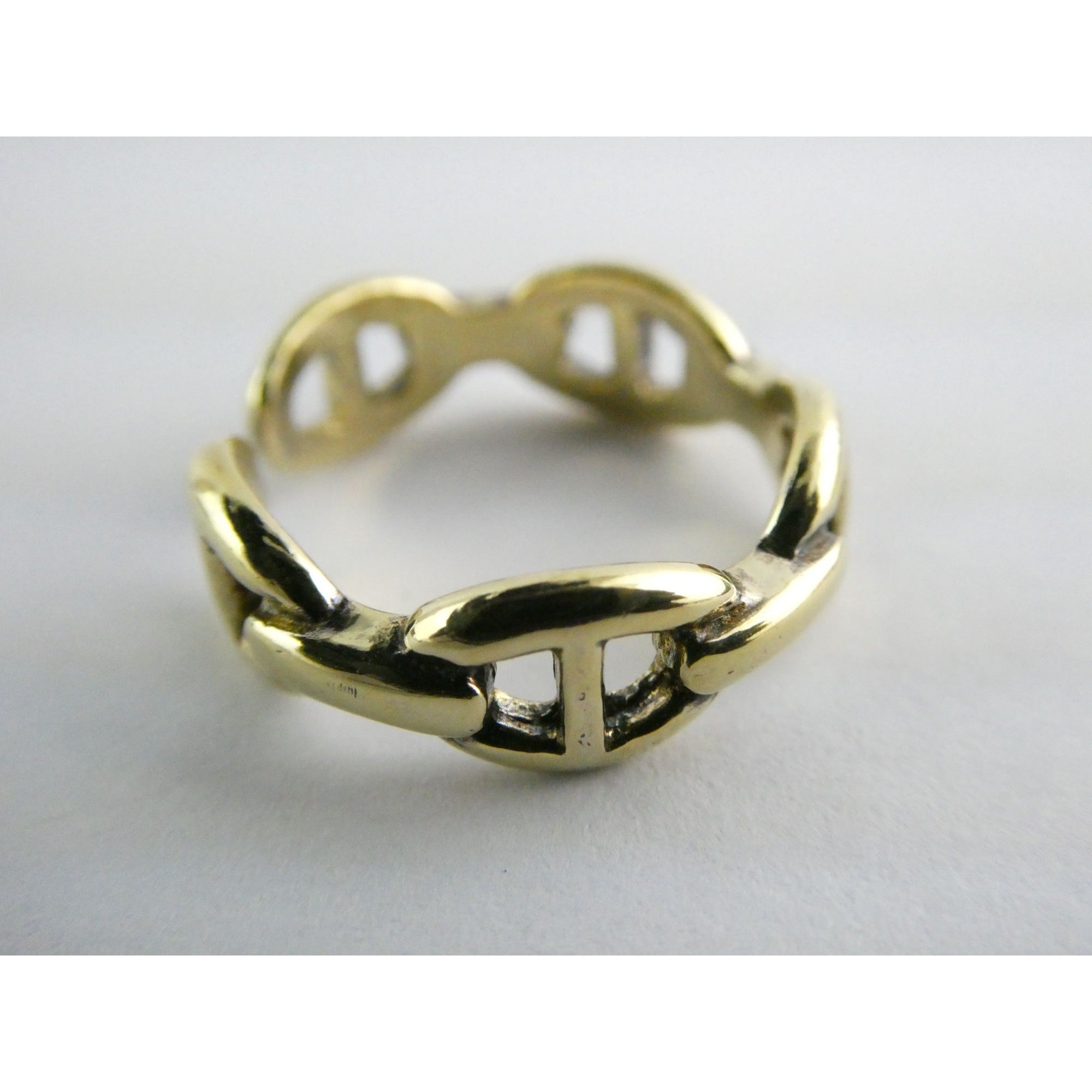 Gilt Sterling Silver Anchor Chain Design Open Band Ring 925 Size 7.5 Weighs 4.4g