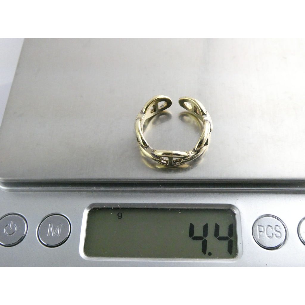 Gilt Sterling Silver Anchor Chain Design Open Band Ring 925 Size 7.5 Weighs 4.4g